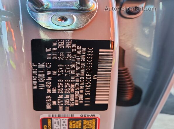 5XYK5CDF1RG205330 2024 KIA SPORTAGE Silver VIN sticker view