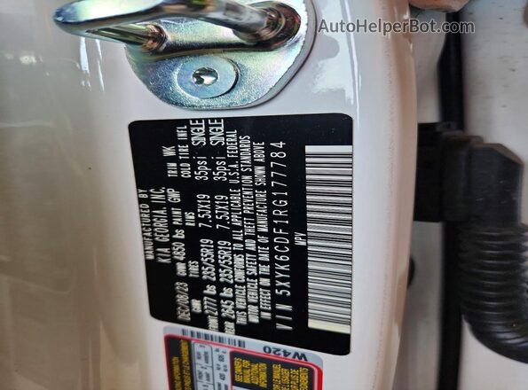 5XYK6CDF1RG177784 2024 KIA SPORTAGE White VIN sticker view