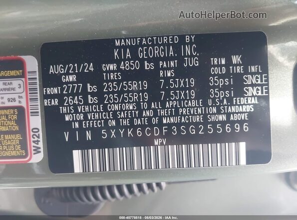 5XYK6CDF3SG255696 2025 KIA SPORTAGE Зеленый Вид подкапотного пространства