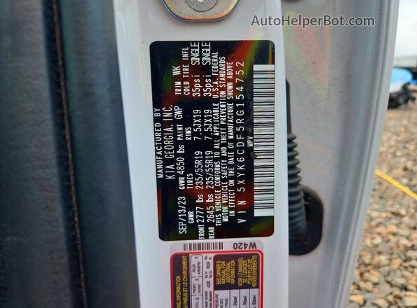 5XYK6CDF5RG154752 2024 KIA SPORTAGE Белый Вид наклейки с VIN-кодом