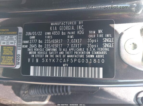 5XYK7CAF5PG031810 2023 KIA SPORTAGE Black Vista del compartimento del motor