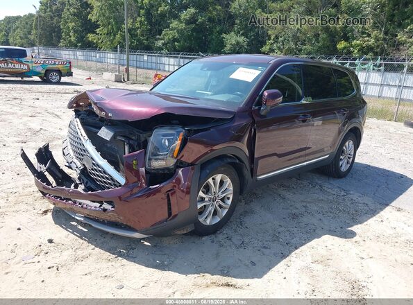 5XYP24HC0LG015076 2020 KIA TELLURIDE Бордовый Передняя левая четверть