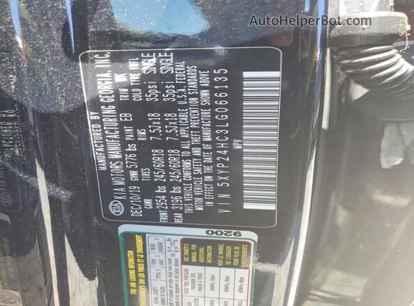 5XYP24HC3LG066135 2020 KIA TELLURIDE Черный Панорамный вид салона 360°