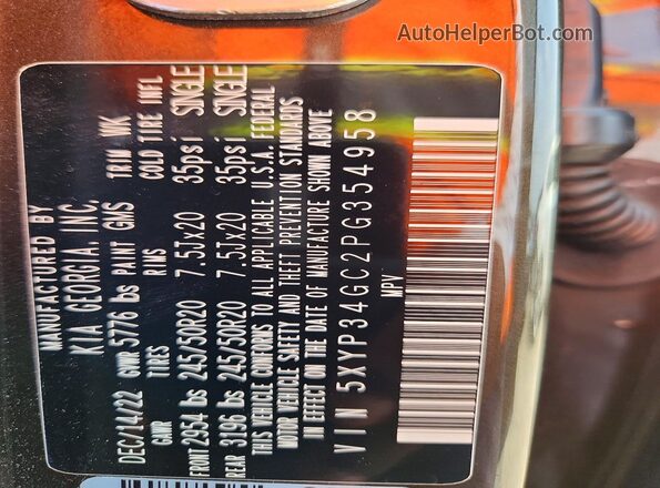 5XYP34GC2PG354958 2023 KIA TELLURIDE Brown 360 interior view