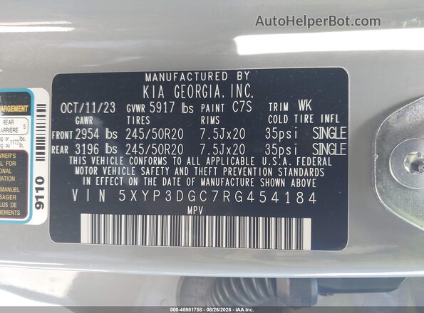 5XYP3DGC7RG454184 2024 KIA TELLURIDE Gray Вид підкапотного простору