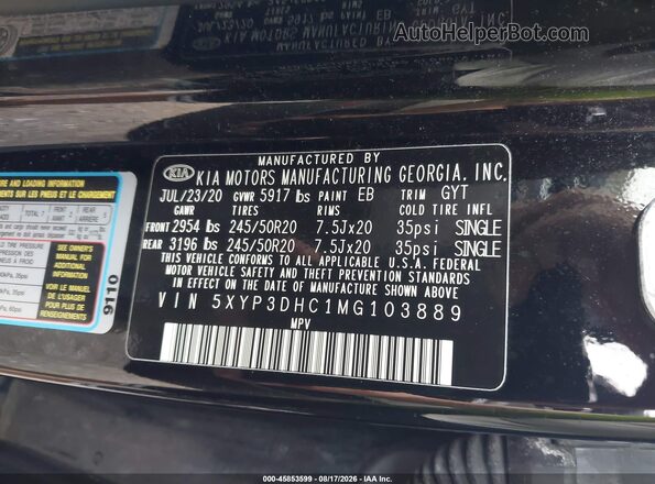 5XYP3DHC1MG103889 2021 KIA TELLURIDE Черный Вид подкапотного пространства