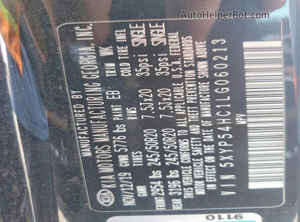 5XYP54HC1LG060213 2020 KIA TELLURIDE Black Շարժիչի բաժամունքի տեսք
