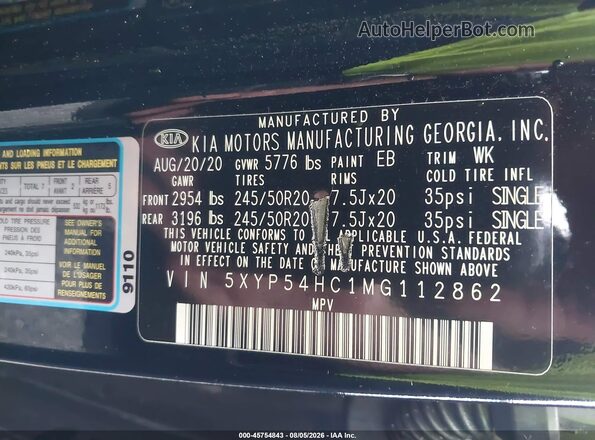 5XYP54HC1MG112862 2021 KIA TELLURIDE Black Widok komory silnika
