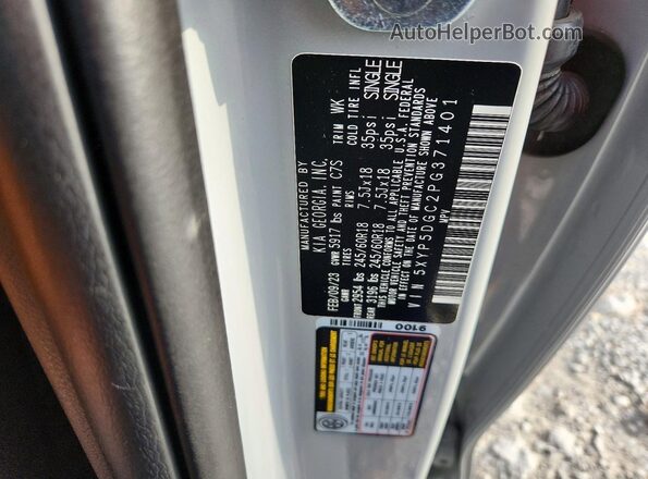 5XYP5DGC2PG371401 2023 KIA TELLURIDE Gray Vista de la etiqueta del VIN