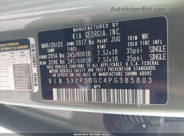5XYP5DGC4PG385803 2023 KIA TELLURIDE Green ძრავის განყოფილების ხედი