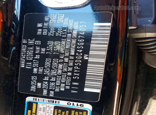 5XYP5DGC4SG674057 2025 KIA TELLURIDE Black VIN կոդի պիտակի տեսք