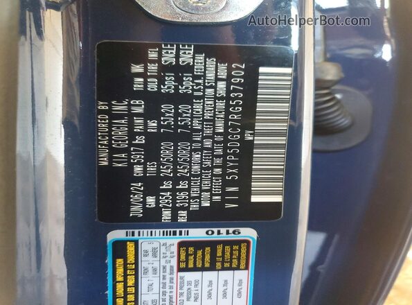 5XYP5DGC7RG537902 2024 KIA TELLURIDE Blue Widok wnętrza 360 stopni