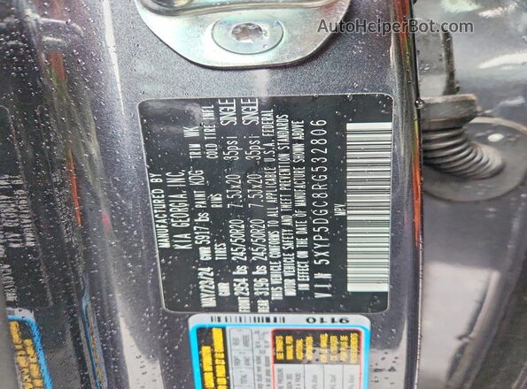 5XYP5DGC8RG532806 2024 KIA TELLURIDE Charcoal VIN կոդի պիտակի տեսք