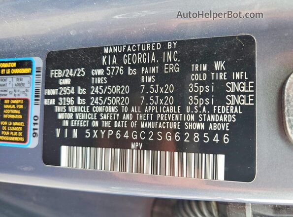 5XYP64GC2SG628546 2025 KIA TELLURIDE Silver Vista interior de 360 grados