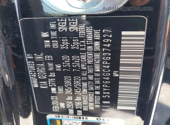 5XYP64GC4PG374927 2023 KIA TELLURIDE Black Панорамний вид салону 360°