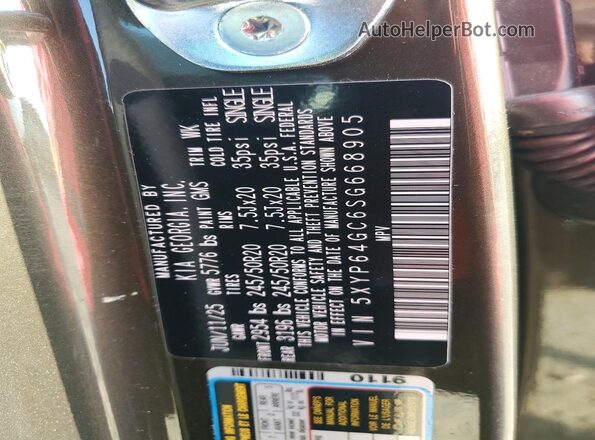 5XYP64GC6SG668905 2025 KIA TELLURIDE Gray Widok naklejki z numerem VIN