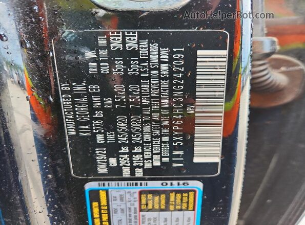 5XYP64HC3NG242091 2022 KIA TELLURIDE Черный Панорамный вид салона 360°