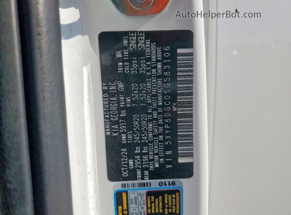 5XYP6DGC0SG583106 2025 KIA TELLURIDE Белый Панорамный вид салона 360°