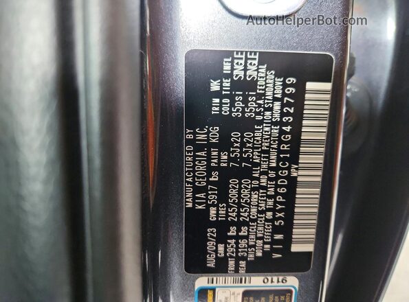 5XYP6DGC1RG432799 2024 KIA TELLURIDE Gray Սալոնի 360 աստիճան տեսք