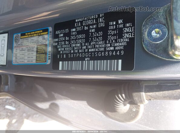 5XYP6DGC1SG689449 2025 KIA TELLURIDE Black Շարժիչի բաժամունքի տեսք