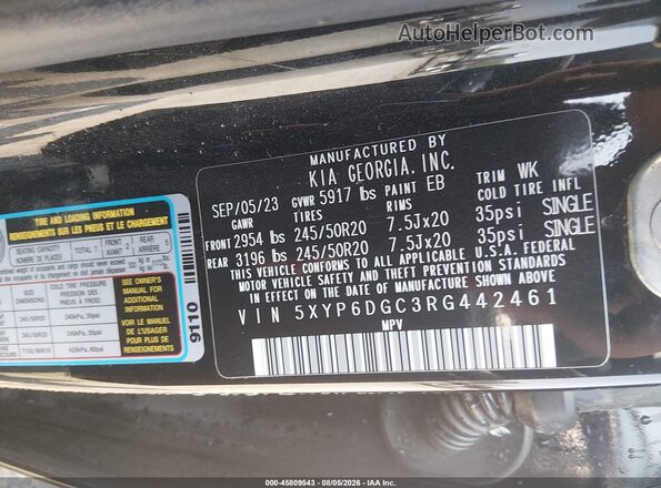 5XYP6DGC3RG442461 2024 KIA TELLURIDE Black Շարժիչի բաժամունքի տեսք