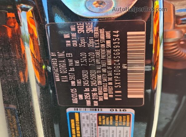 5XYP6DGC4SG693544 2025 KIA TELLURIDE Черный Панорамный вид салона 360°