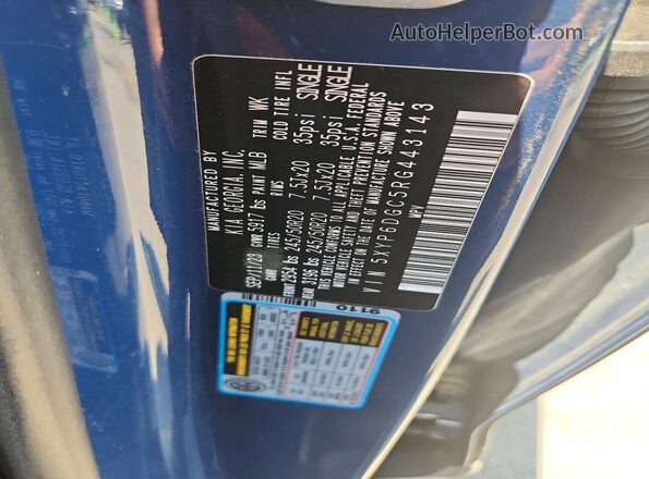 5XYP6DGC5RG443143 2024 KIA TELLURIDE Blue VIN կոդի պիտակի տեսք
