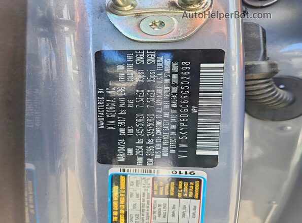 5XYP6DGC6RG502698 2024 KIA TELLURIDE Gray Панорамний вид салону 360°
