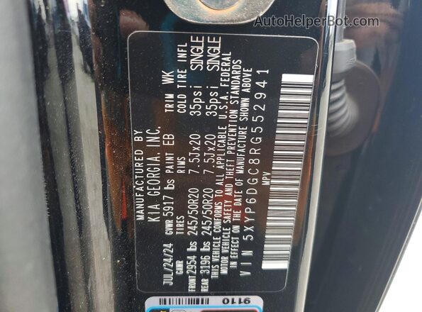 5XYP6DGC8RG552941 2024 KIA TELLURIDE Black VIN կոդի պիտակի տեսք