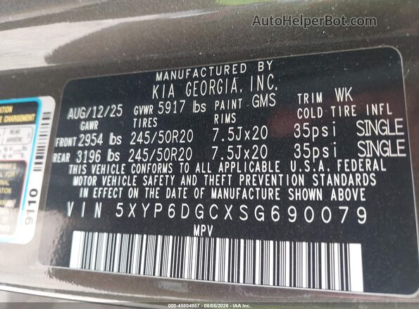 5XYP6DGCXSG690079 2025 KIA TELLURIDE Green Engine compartment view