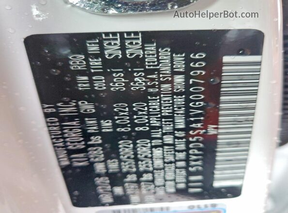 5XYPD5SA1VG007966 2027 KIA TELLURIDE White Widok naklejki z numerem VIN
