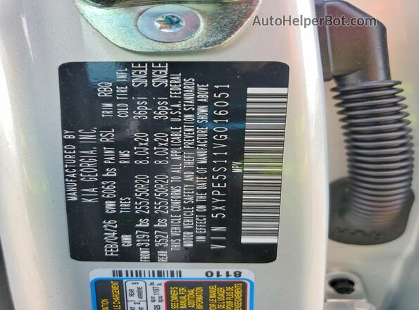 5XYPE5S11VG016051 2027 KIA TELLURIDE Silver VIN կոդի պիտակի տեսք