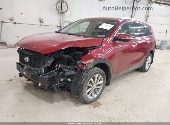 5XYPGDA33JG378044 2018 KIA SORENTO Burgundy წინა მარცხენა ხედი სამი მეოთხედიდან