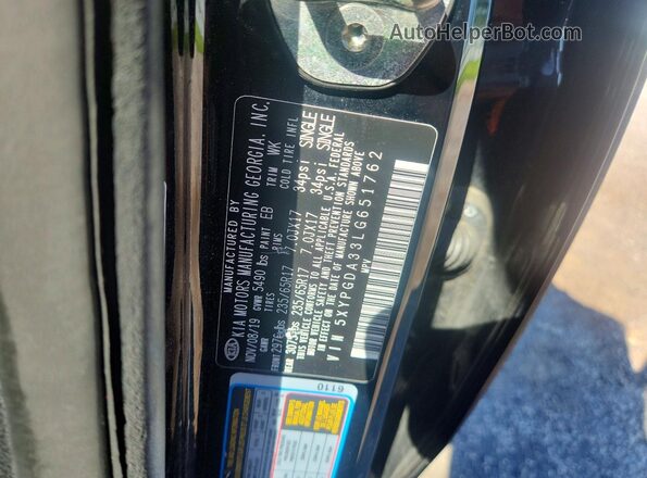 5XYPGDA33LG651762 2020 KIA SORENTO Black Вид наклейки з VIN-кодом