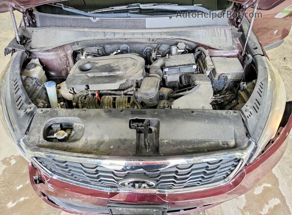 5XYPGDA34KG437491 2019 KIA SORENTO Burgundy Vista del compartimento del motor