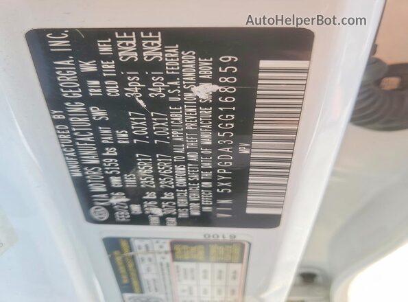 5XYPGDA35GG168859 2016 KIA SORENTO White Widok komory silnika
