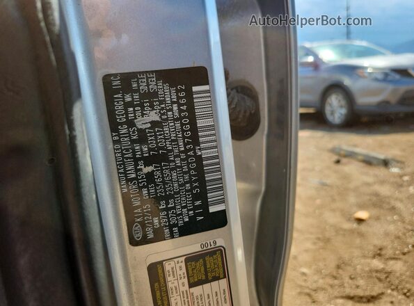 5XYPGDA37GG034662 2016 KIA SORENTO Silver VIN կոդի պիտակի տեսք