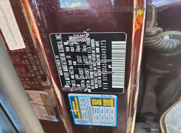 5XYPGDA50GG049375 2016 KIA SORENTO Brown Вид наклейки з VIN-кодом
