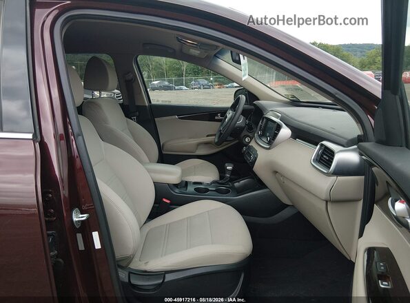 5XYPGDA52KG454226 2019 KIA SORENTO Burgundy Widok wnętrza z przodu