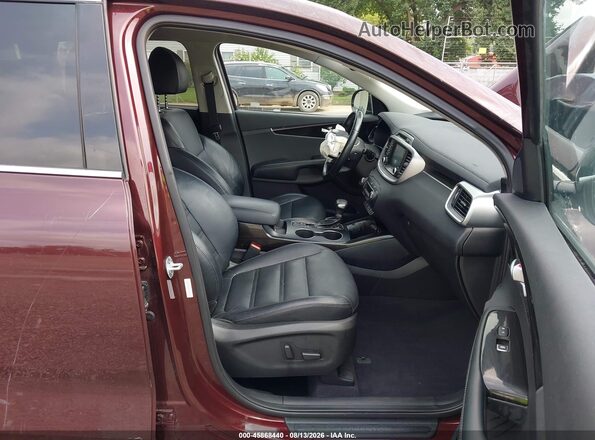 5XYPH4A53KG439277 2019 KIA SORENTO Темно-бордовый Вид салона спереди