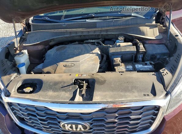 5XYPH4A54KG457142 2019 KIA SORENTO Burgundy ძრავის განყოფილების ხედი