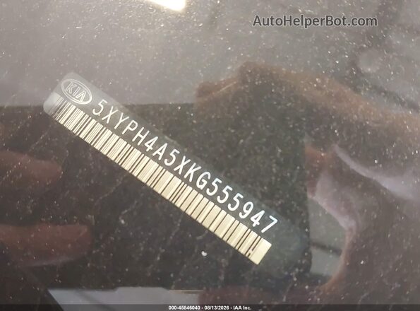 5XYPH4A5XKG555947 2019 KIA SORENTO Gray Вид підкапотного простору