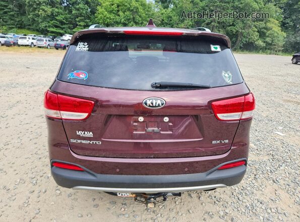 5XYPHDA57GG181093 2016 KIA SORENTO Maroon Вид ззаду