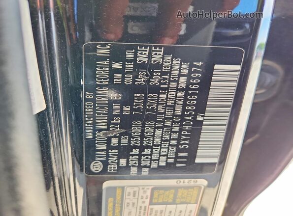 5XYPHDA58GG166974 2016 KIA SORENTO Black Vista del compartimento del motor