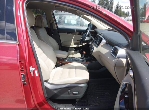 5XYPHDA58GG176243 2016 KIA SORENTO Красный Вид салона спереди