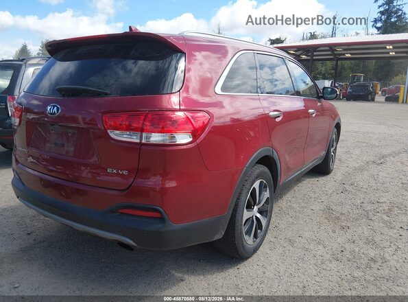 5XYPHDA58GG176243 2016 KIA SORENTO Красный Задняя правая четверть