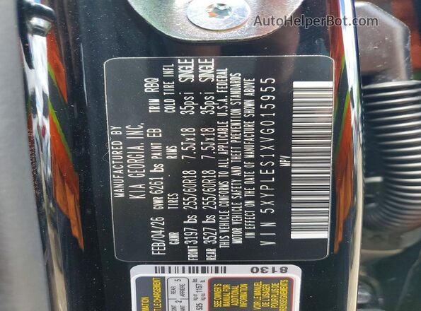5XYPLES1XVG015955 2027 KIA TELLURIDE Black Vista interior de 360 grados