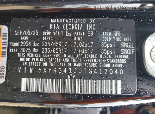 5XYRG4JC0TG417040 2026 KIA SORENTO Black Widok wnętrza 360 stopni