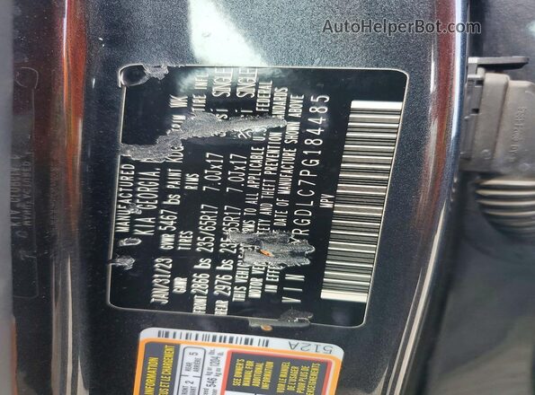 5XYRGDLC7PG184485 2023 KIA SORENTO Серый Вид наклейки с VIN-кодом
