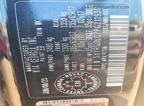 5XYRGDLC7PG211930 2023 KIA SORENTO Black 360 interior view